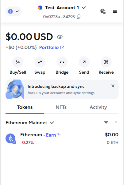 MetaMask Main Page