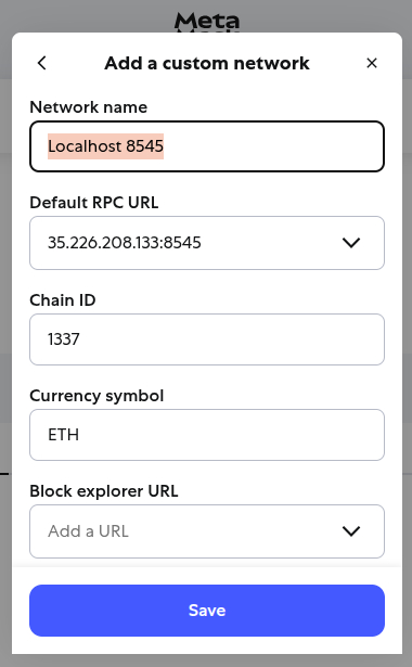 Click on the Save network button