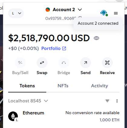 Remix and Test Account are connected