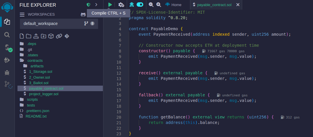 Compile our Soliditity contract