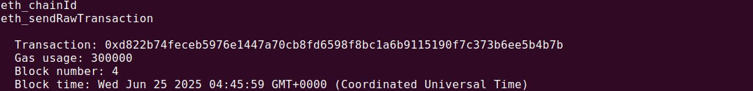 Command line output of Ganache Blockchain