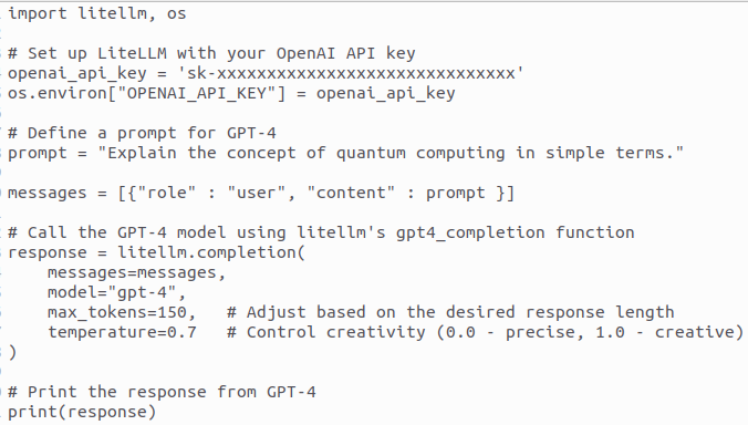 Python3 LiteLLM working example