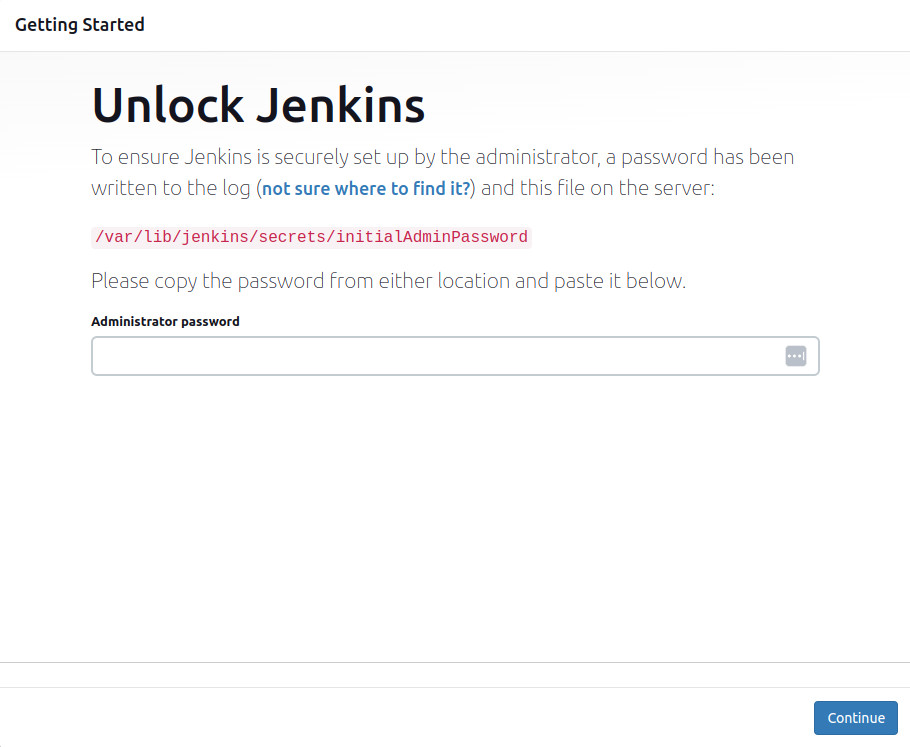 Accessing Jenkins Admin interface for the first time