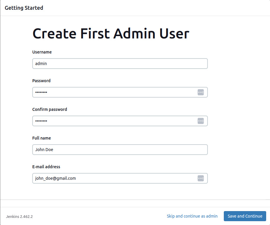 Set username and password