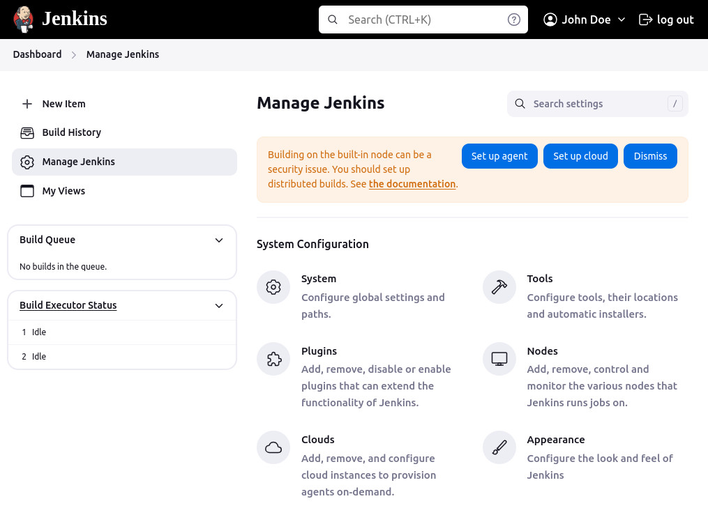 Manage Jenkins page on the Admin