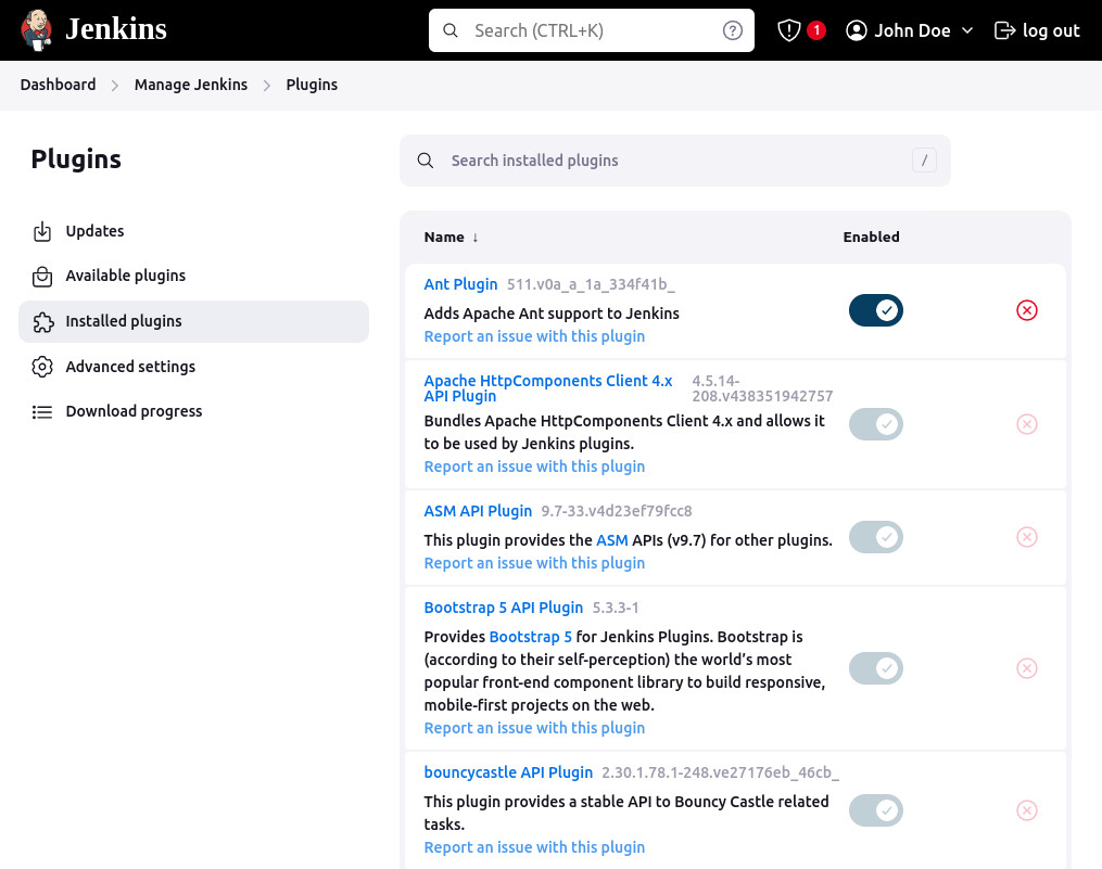 Manage Jenkins page on the Admin