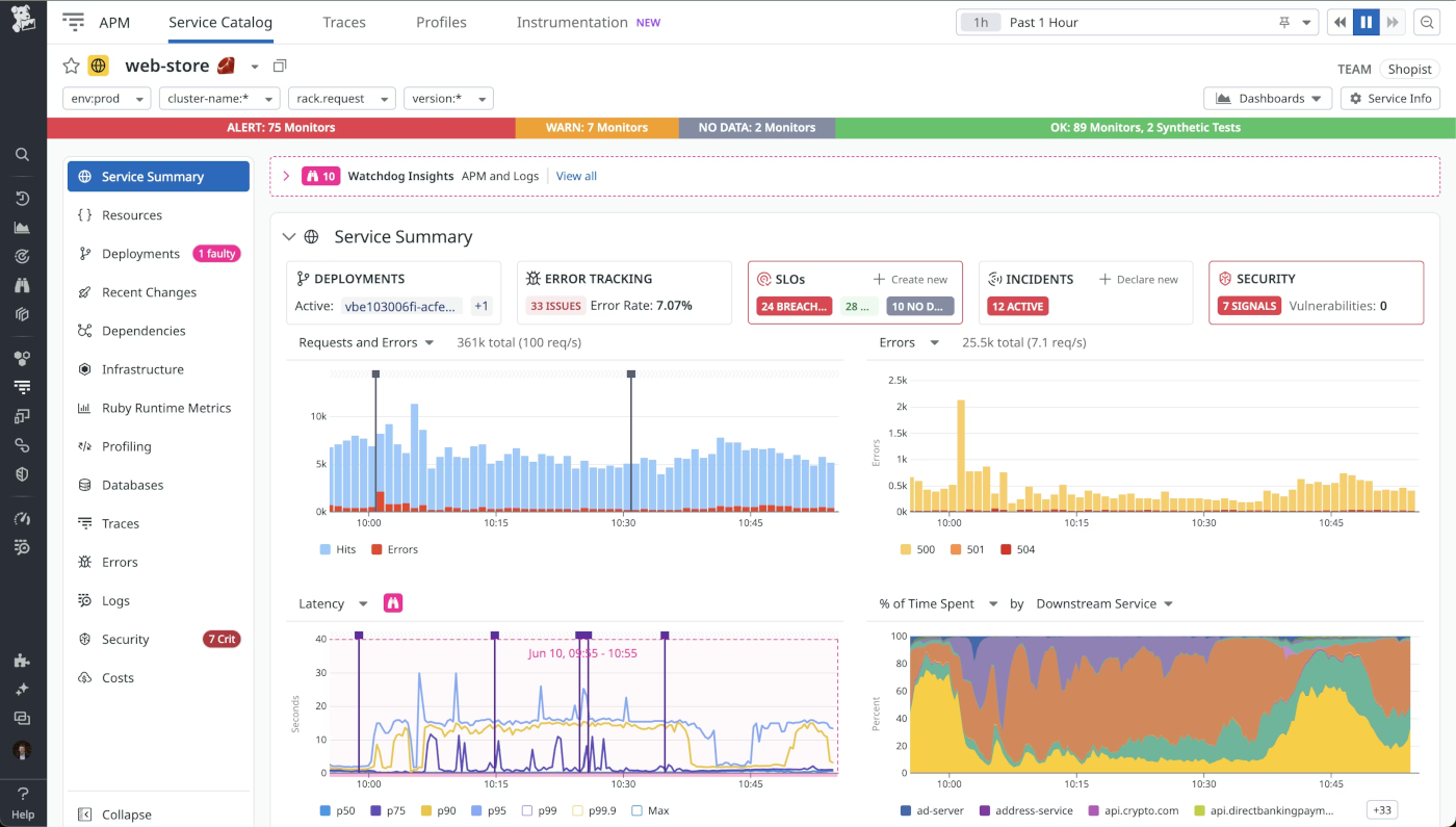 DataDog APM Screenshot