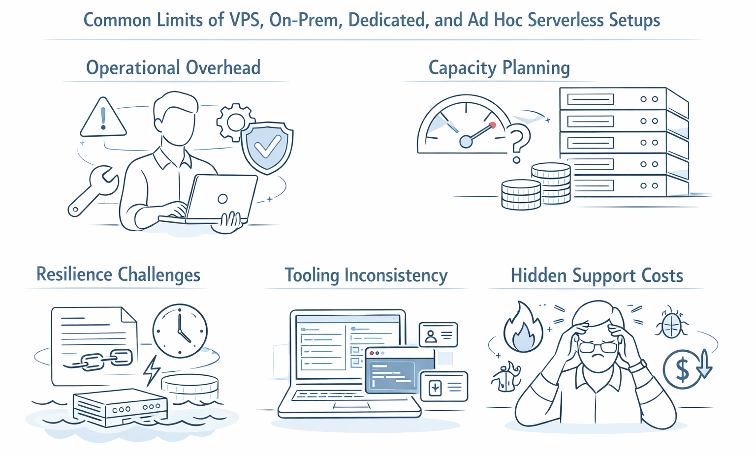 Common Limits of VPS, On-Prem, Dedicated, and Ad Hoc Serverless Setups