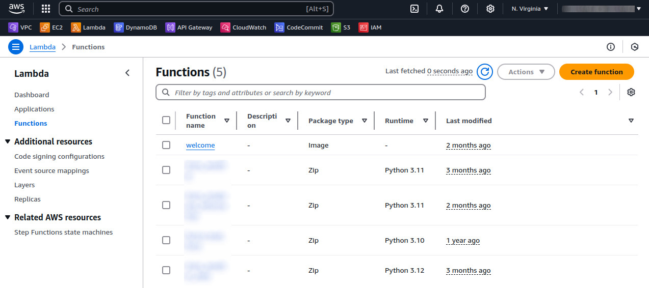 Navigate to Lambda Service