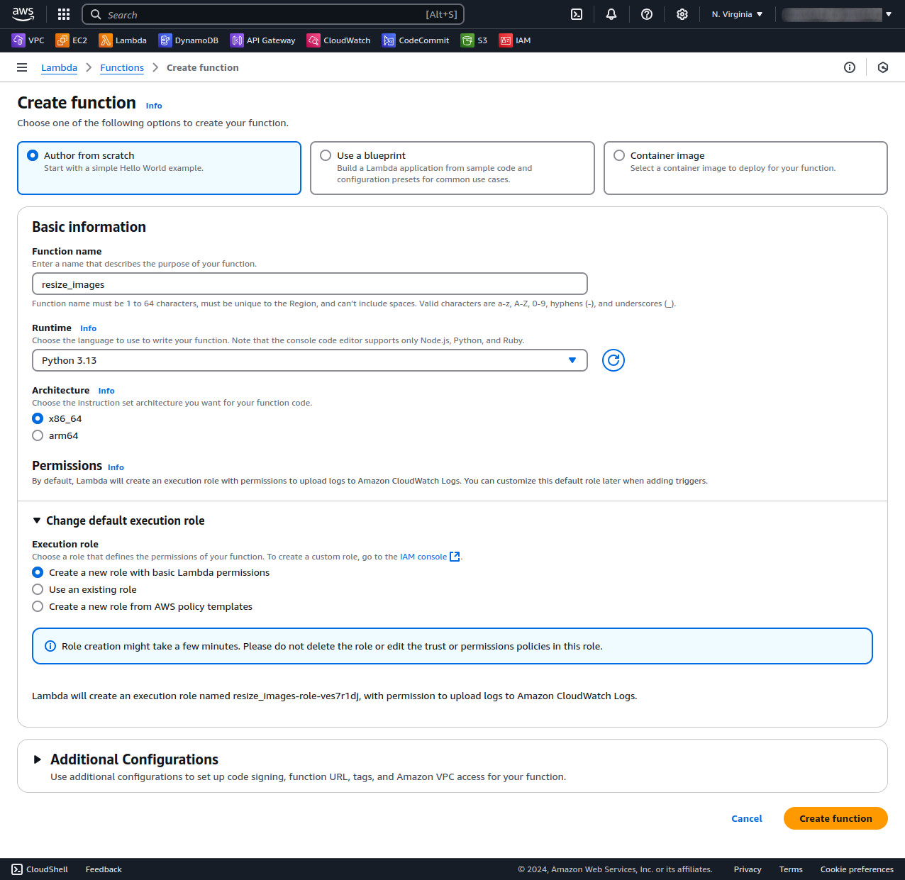 Navigate to Lambda Service