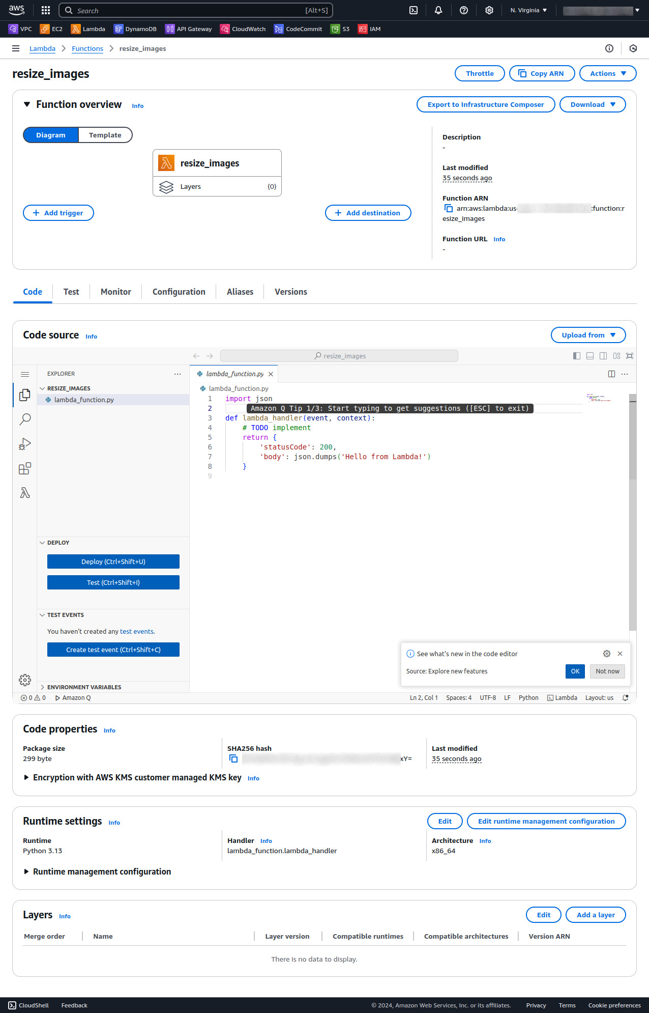 Navigate to Lambda Service