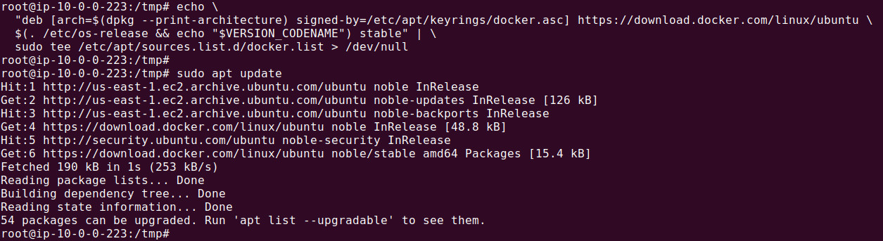 Add the docker repo to apt sources and update apt.