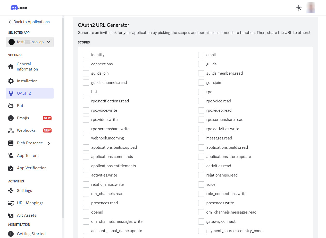 Oauth Scopes and permissions