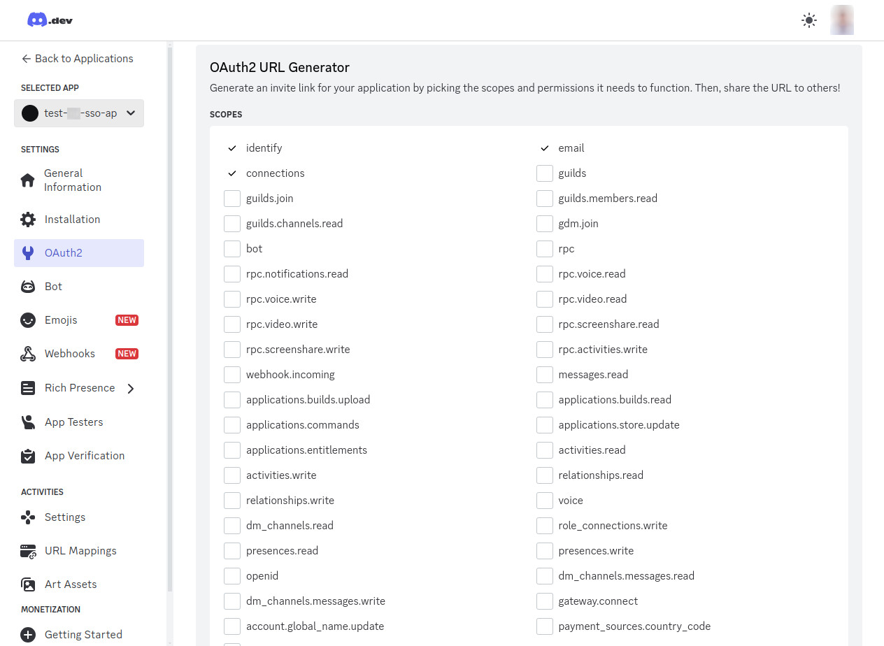 Selected Email, identity, and connections