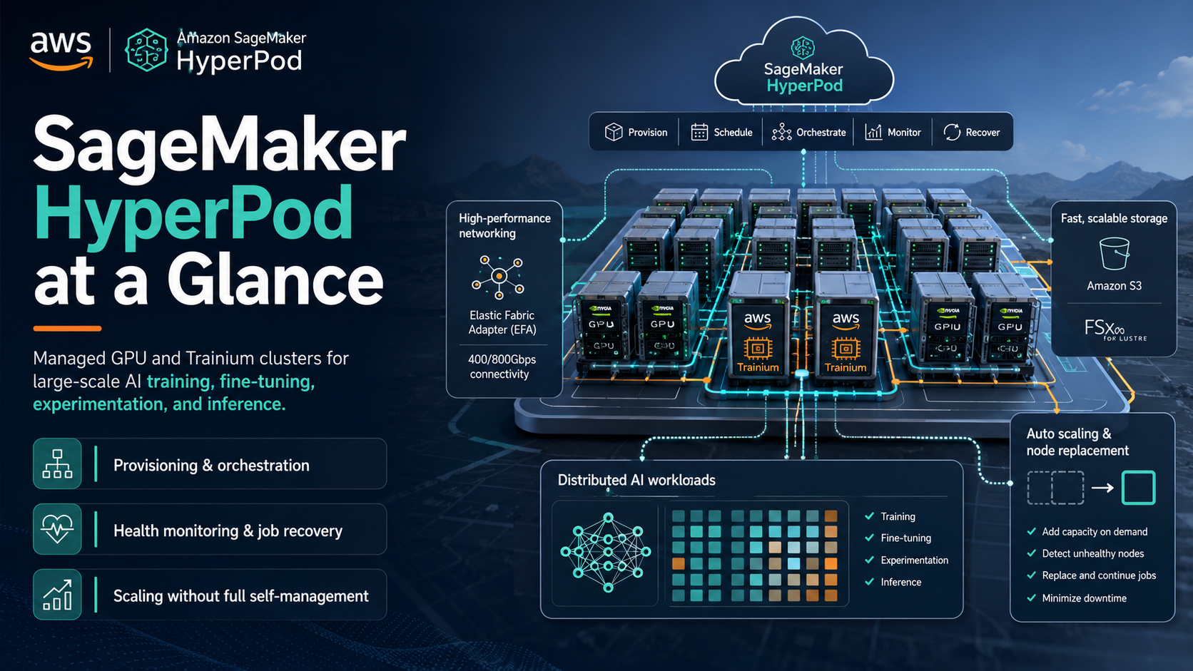 Enterprise AI workloads running across a resilient Amazon SageMaker HyperPod accelerator cluster